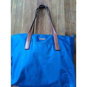 TUMI Voyager Large Tote Bag Blue Nylon/Leather EUC 17" x 11 x 6"